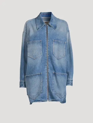 Long Zipped Denim Jacket