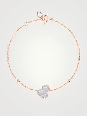 Petite Wulu 18K Rose Gold Bracelet With Diamonds And Mother Of Pearl