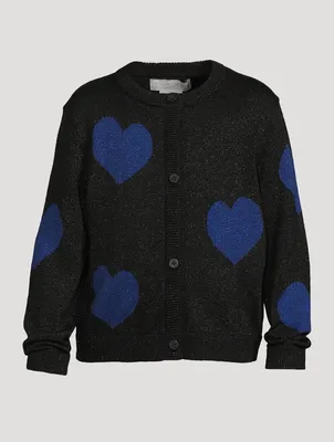 Kids Cotton-Blend Cardigan Heart Print