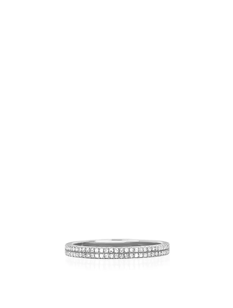 14K White Gold Double Eternity Ring With Diamonds
