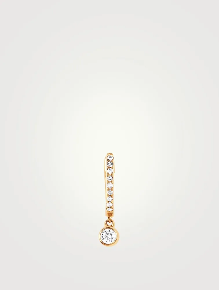 14K Gold Huggie Hoop Earring With Diamonds