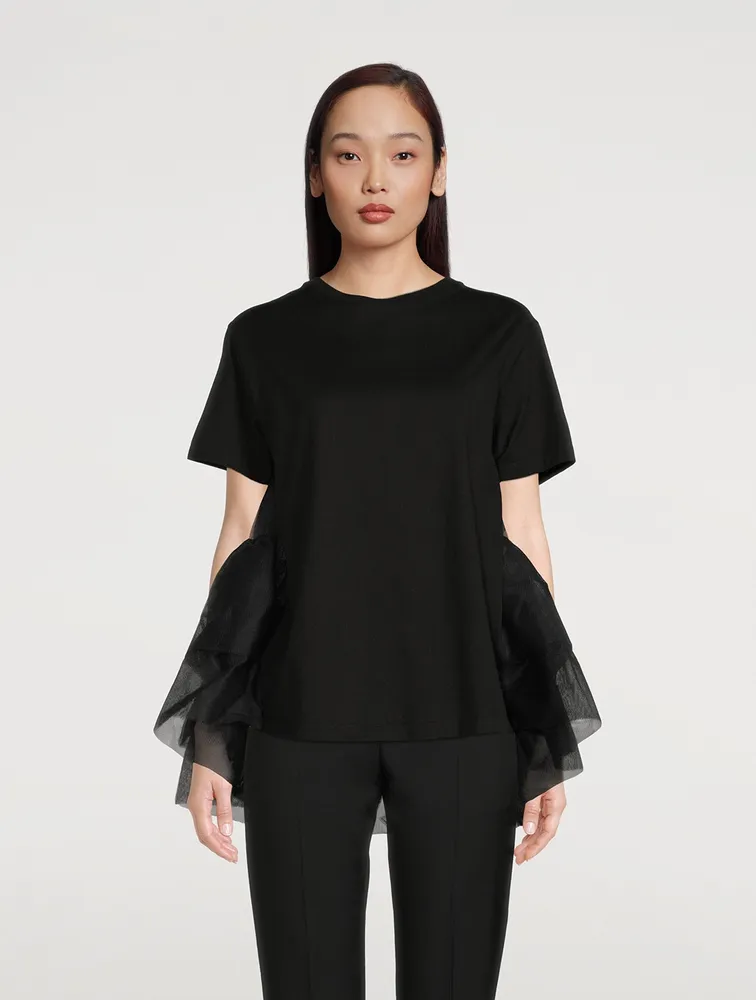 Cotton Jersey Tulle T-Shirt