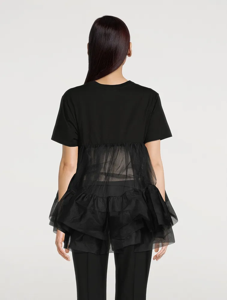 Cotton Jersey Tulle T-Shirt