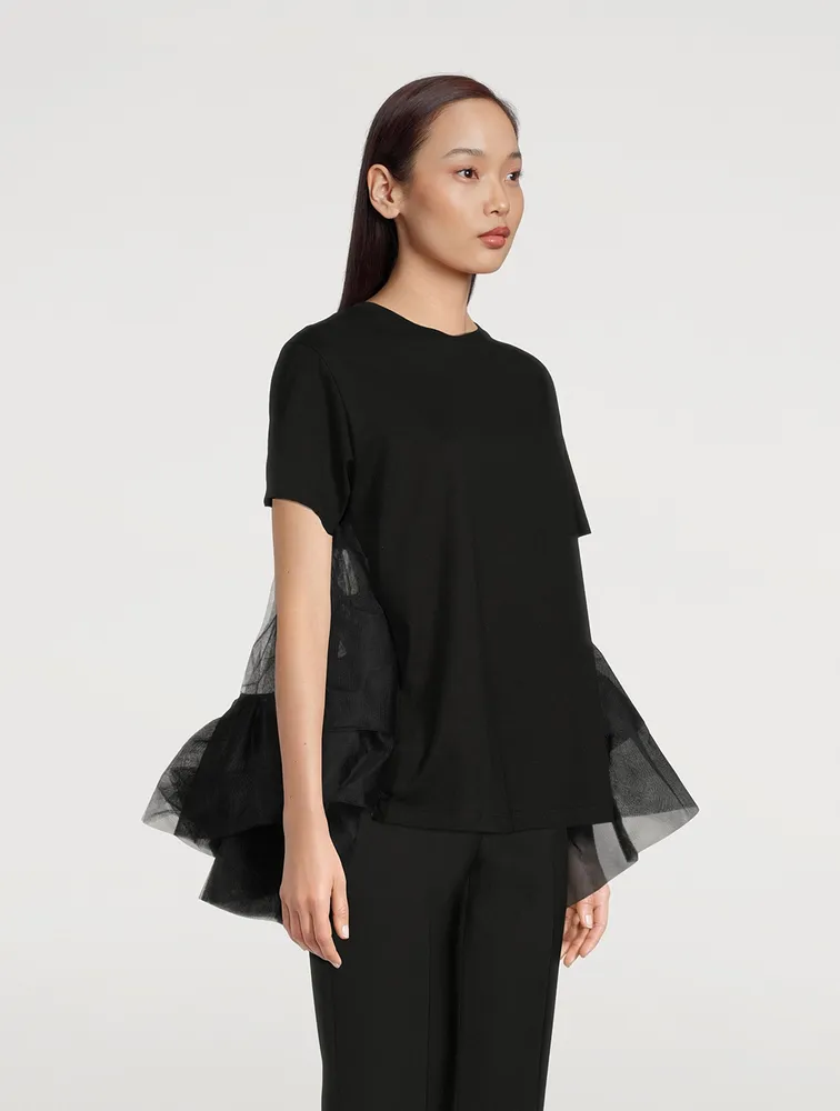Cotton Jersey Tulle T-Shirt
