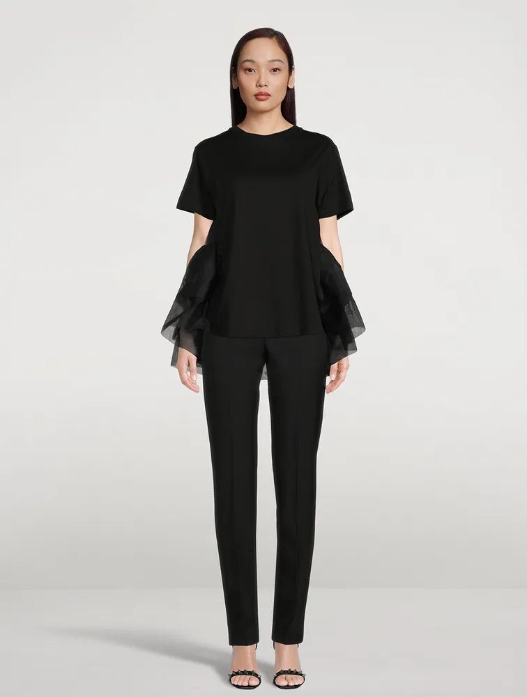 Cotton Jersey Tulle T-Shirt