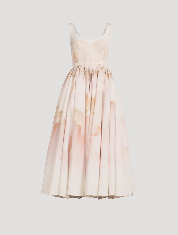 Tulle Toile Draped Midi Dress