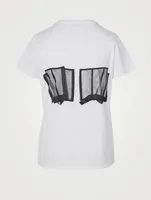 Cotton Jersey T-Shirt With Bustier Print