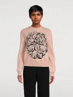 Wool-Blend Crewneck Sweater With Graphic Print