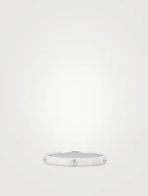 14K Gold Enamel Stacking Ring With Diamonds