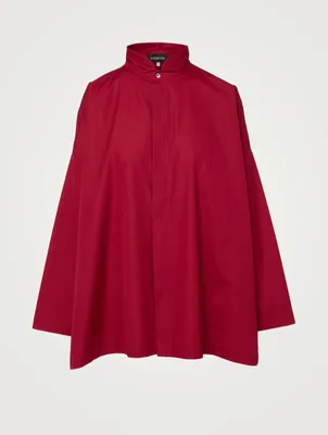 Side Seam Long Shirt With Double Stand Collar