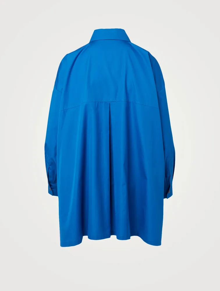Wide A-Line Long Shirt With Back Pleat