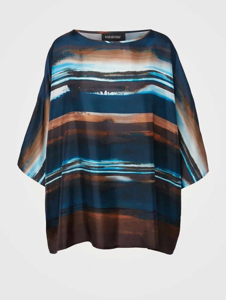 Silk Bateau-Neck Tunic Shirt