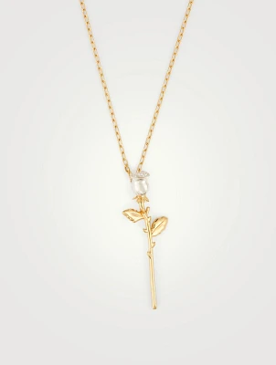 18K Gold Plated And Sterling Silver Rose Pendant Necklace
