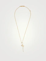 18K Gold Plated And Sterling Silver Rose Pendant Necklace