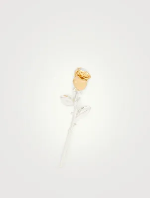 Sterling Silver And 18K Goldplated Safety Rose Charm Earring