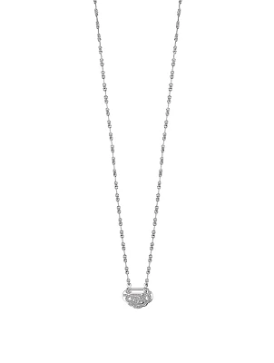 Small Yu Yi 18K White Gold Flower Pattern Necklace With Diamonds