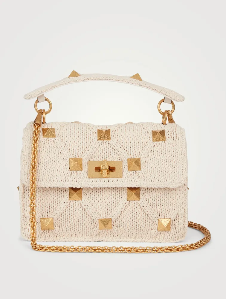 Roman Stud Knit Shoulder Chain Bag