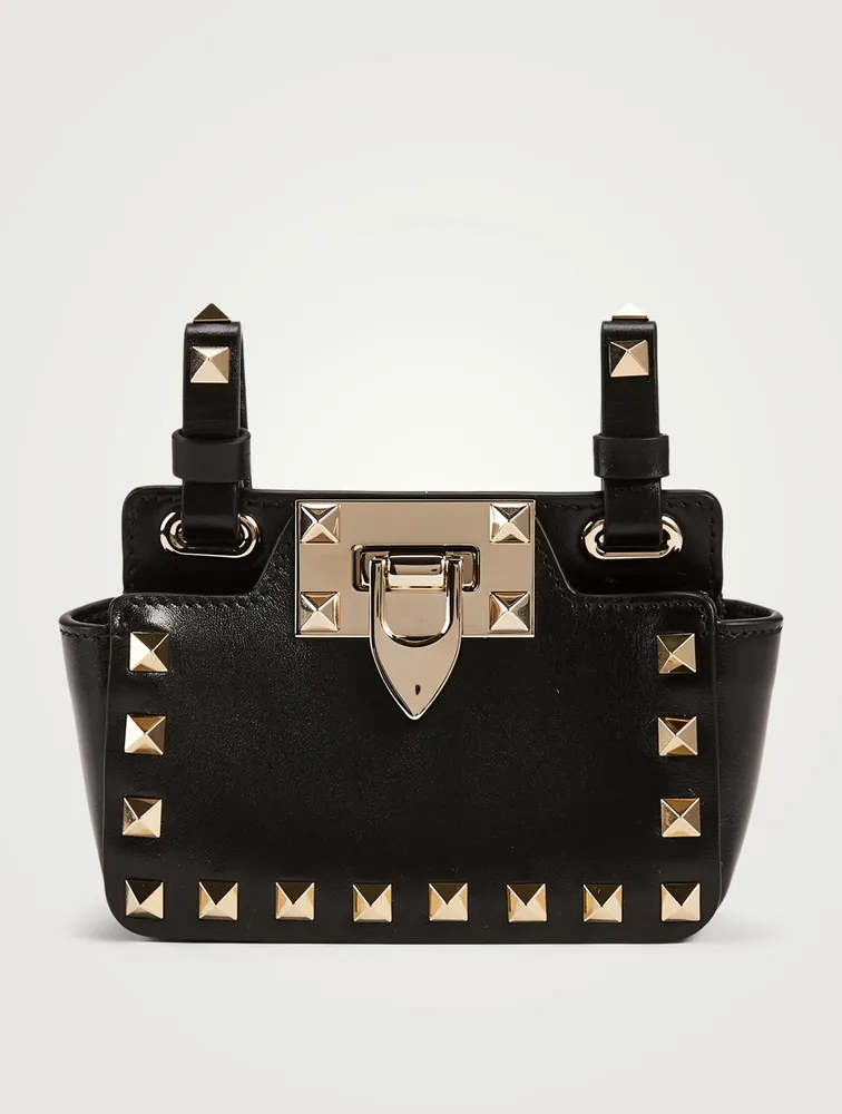 Rockstud Leather Card Holder With Strap