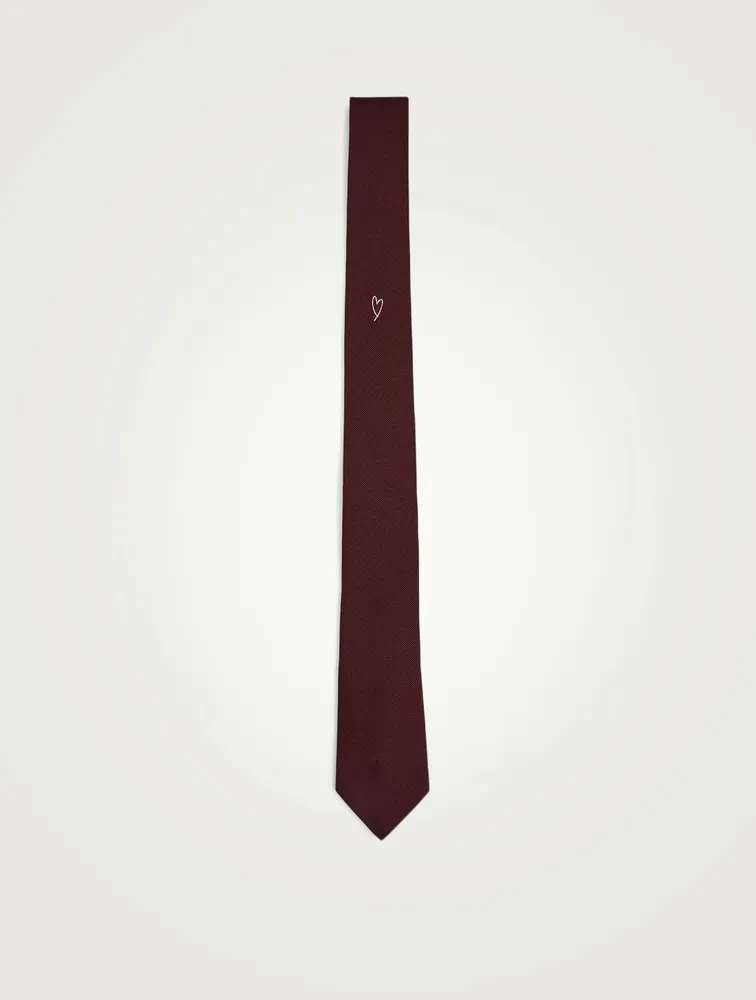 Silk Tie With Heart Doodle
