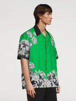 Cotton Short-Sleeve Shirt Dark Blooming Print
