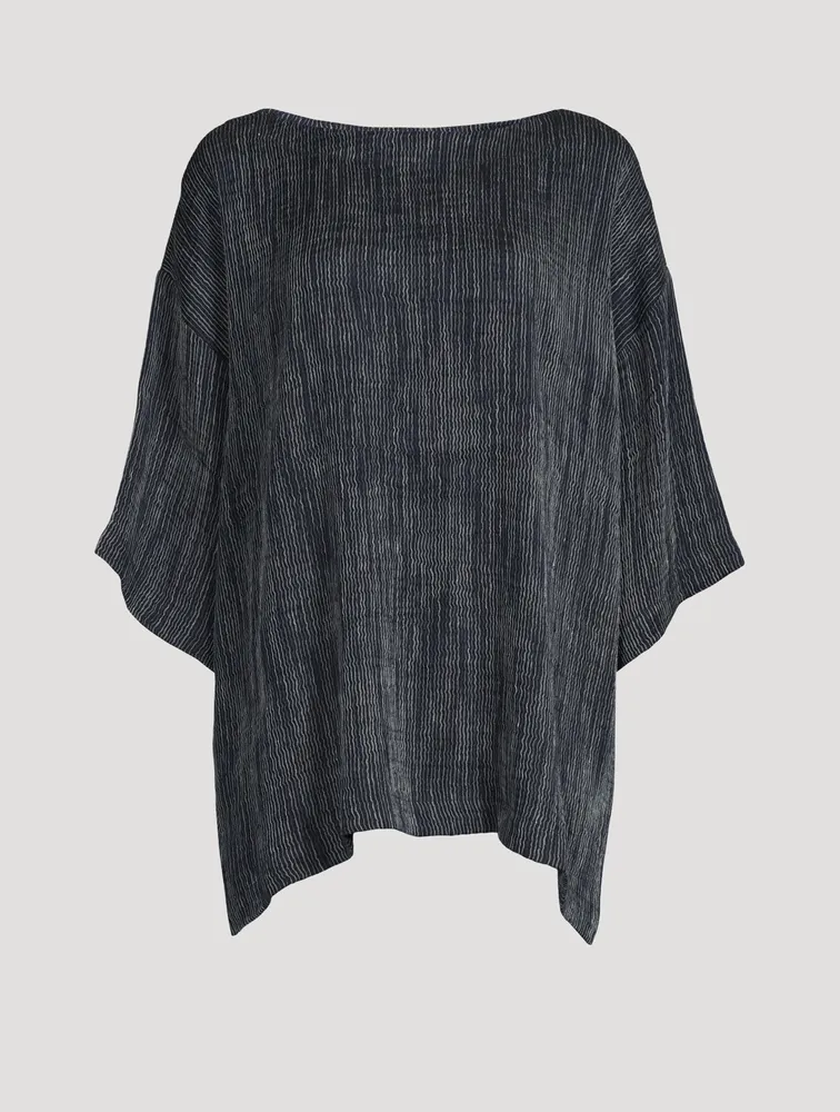 Linen-Blend Pleated T-Shirt