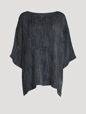 Linen-Blend Pleated T-Shirt
