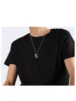 3.4g Polished And Brushed Sterling Silver Pendant Necklace