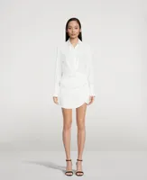 Naha Silk Long-Sleeve Mini Dress