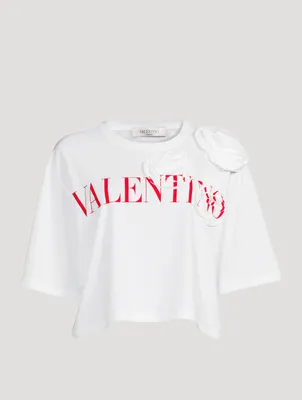 Cropped Logo T-Shirt With Lace
