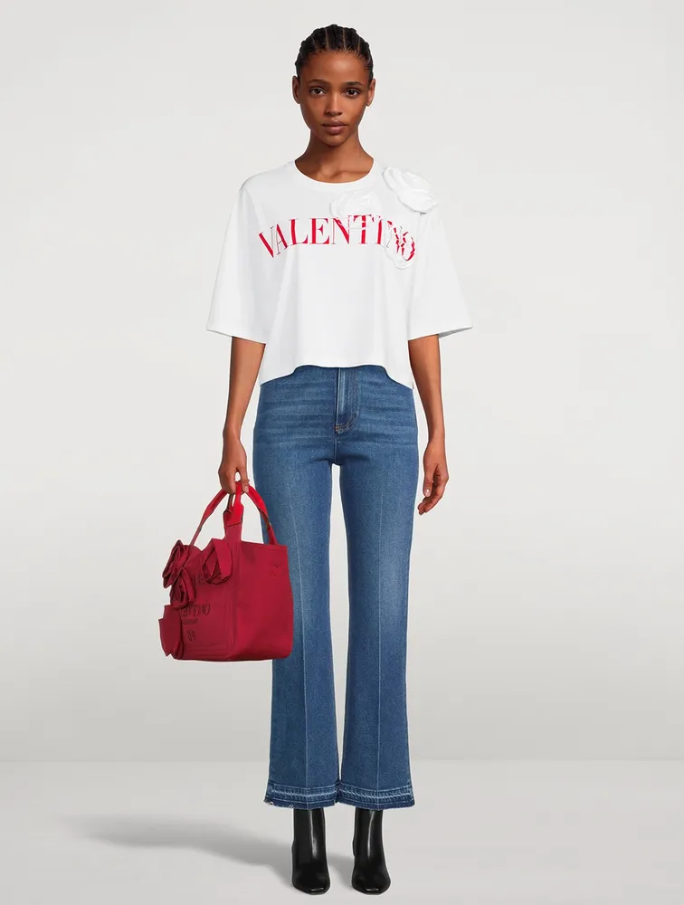 Cropped Logo T-Shirt With Lace