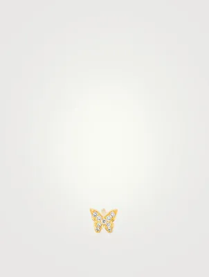 Baby 14K Gold Butterfly Stud Earring With Diamonds