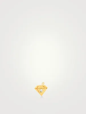 Baby 14K Gold Gem Stud Earring With Diamond