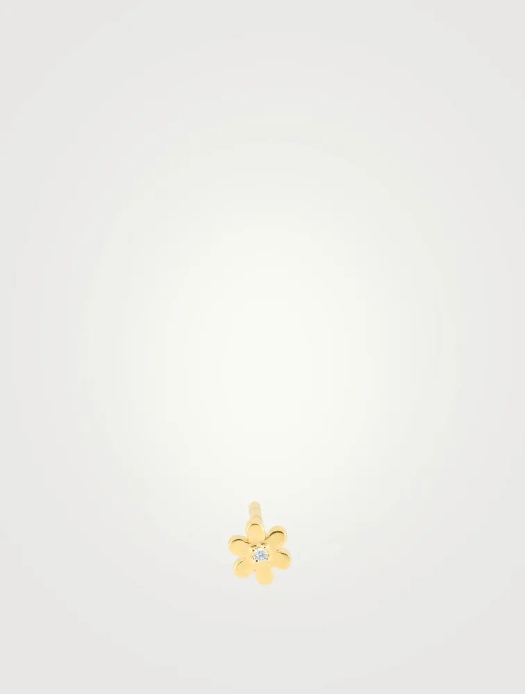 Baby 14K Daisy Stud Earring With Diamond