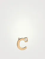 Love Letter 14K Gold C Initial Stud Earring With Diamond