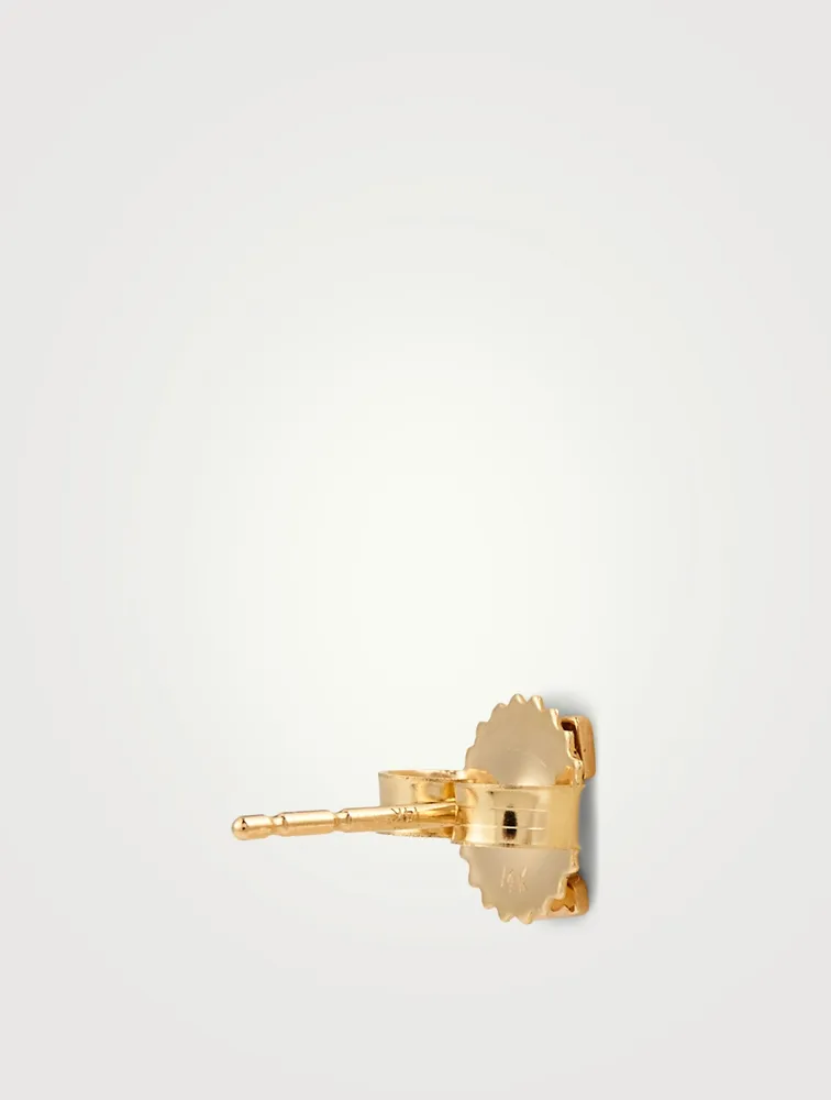 Love Letter 14K Gold T Initial Stud Earring With Diamond