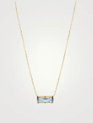 Classique Gold Melia Carré Necklace With Blue Topaz