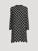 Roundneck Coat Windowpane Print