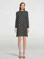 Roundneck Coat Windowpane Print