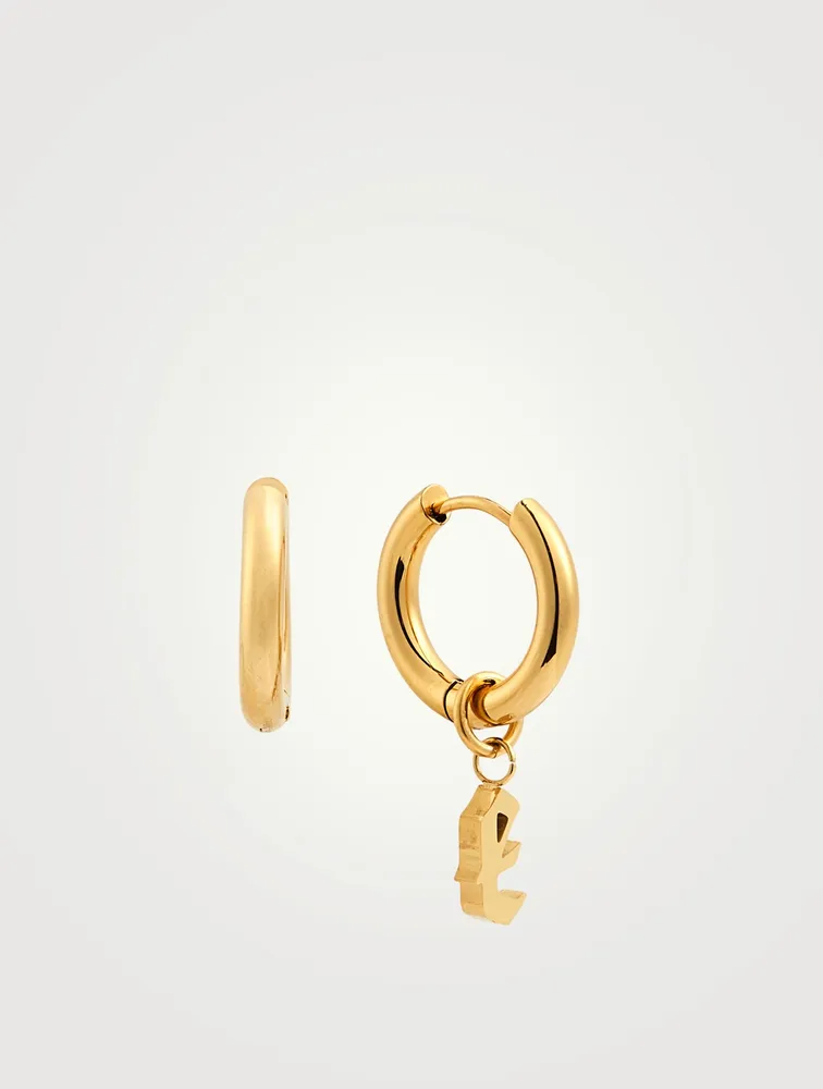 Open 14K Gold Plated Hoop Earrings With E Letter