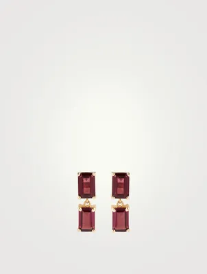 14K Gold Stud Earrings With Rhodolite