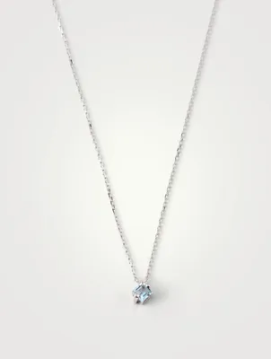 Kai 14K White Gold Drop Necklace With Blue Topaz