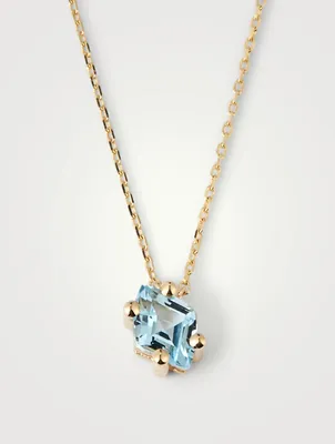 Crete 14K Gold Drop Necklace With Blue Topaz