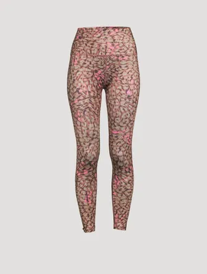 High-Waisted Midi Leggings Electric Cheetah Swirl Print