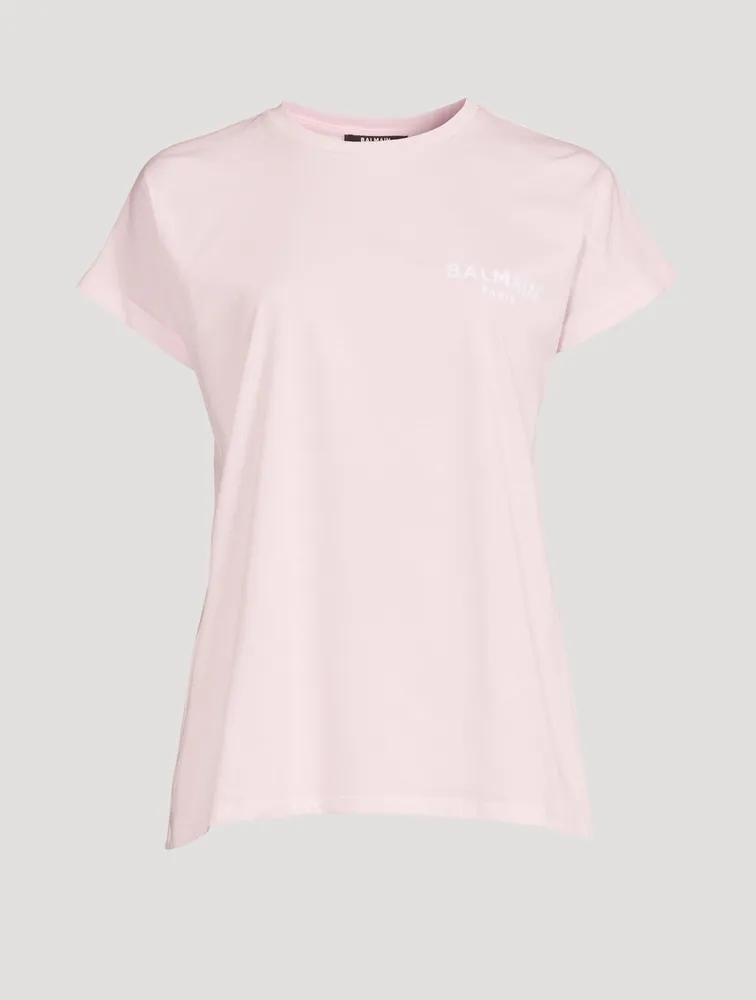 Cotton T-Shirt With Small Flocked Logo