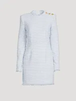 Tweed Long-Sleeve Mini Dress