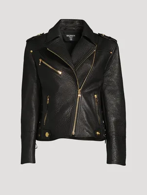 Lace-Up Leather Moto Jacket