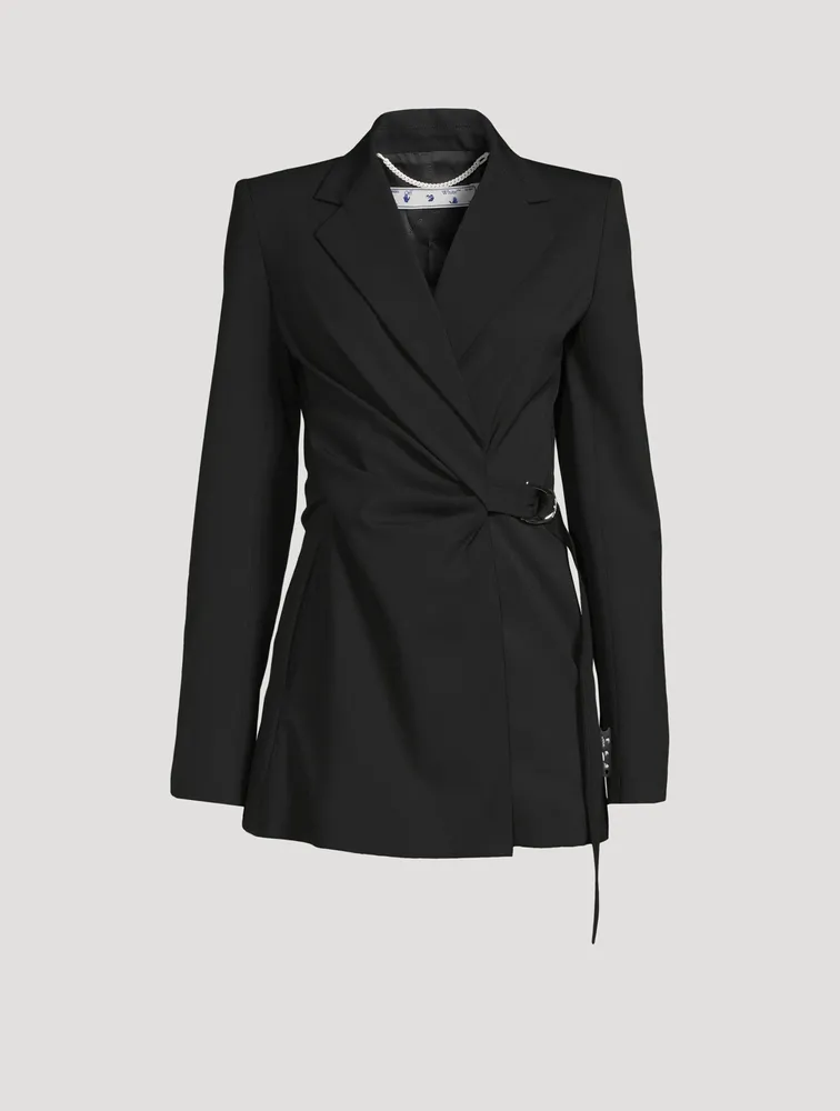 Wool-Blend Wrap Blazer