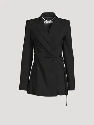 Wool-Blend Wrap Blazer