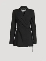 Wool-Blend Wrap Blazer
