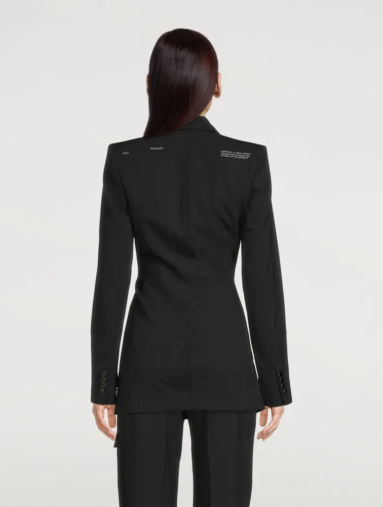 Wool-Blend Wrap Blazer